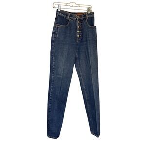 Lawman High Waisted Jeans Rare Womens Button Fly‎ Western Mom Jeans Dark Wash